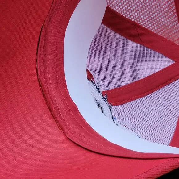 Embroidered USA Bald Eagle Shadow Snapback Trucker Hat Red American Flag Cap - Picture 14 of 16